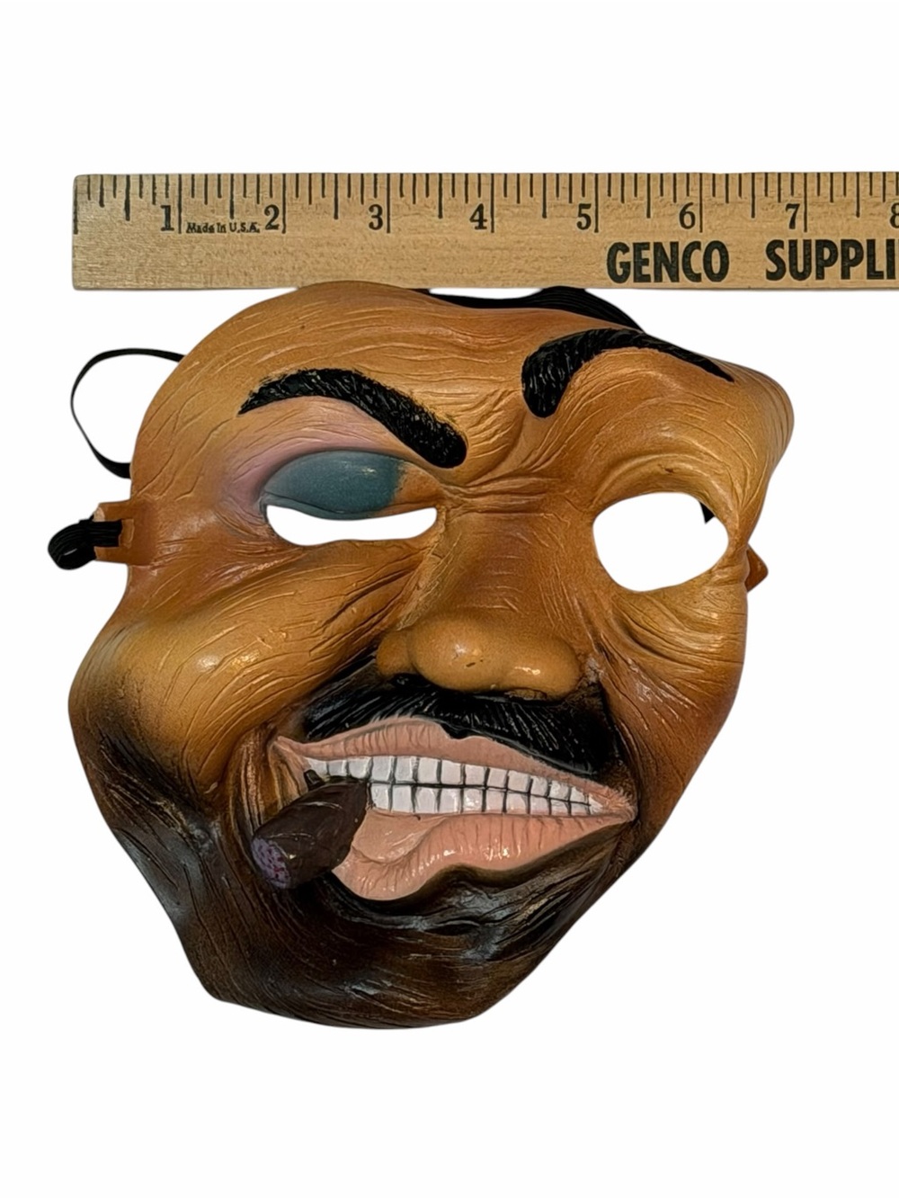 Vtg Fun World Rubber Gangster Mask Halloween Bruised Face Cigar Realistic Prop - Picture 3 of 6